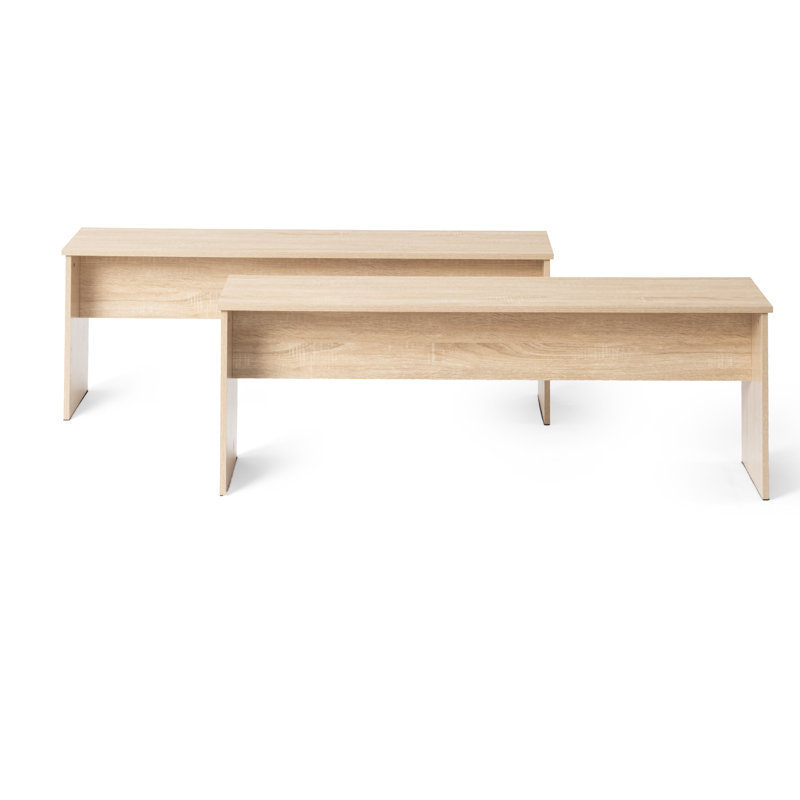 Banc de cuisine moderne en bois, ensemble de 2 bancs de cuisine rectangulaires (chêne), H 17,7 po x l 51,2 po x P 11,8 po