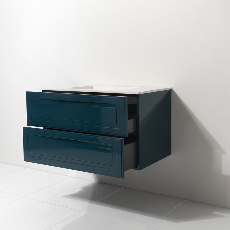 Ensemble de meuble-lavabo simple 42 "avec comptoir à surface solide Cavion, Turquoise