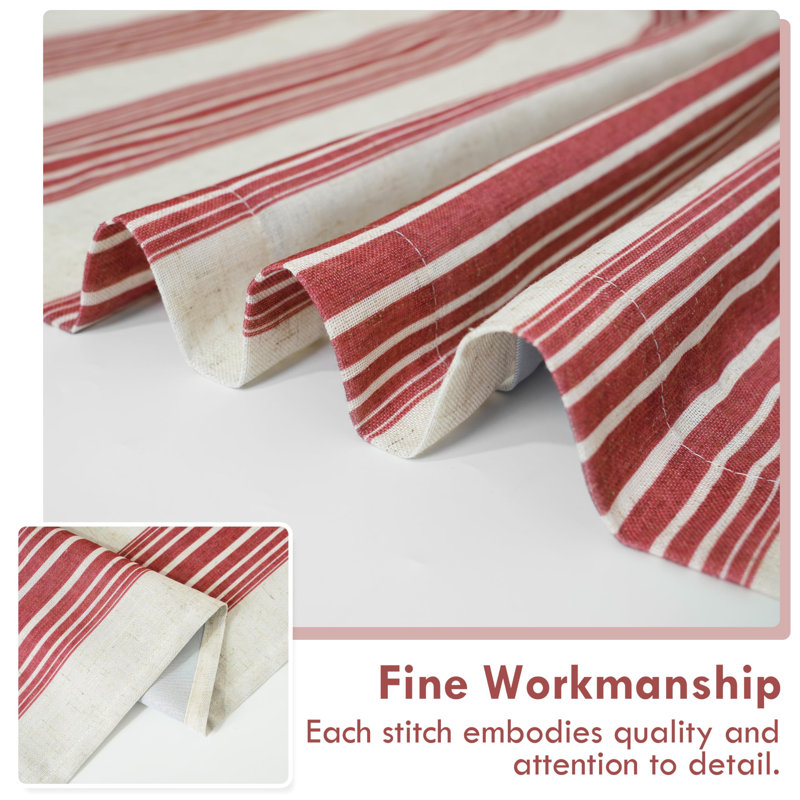 Chris Vertical Striped Linen Blend Lined Thermal Insulated Blackout Rod Pocket Back Tab Curtains, 52" W x 84" L, Red