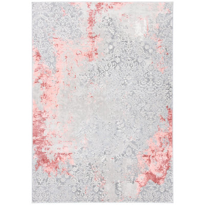 Ernest Oriental Light Grey/Pink Area Rug