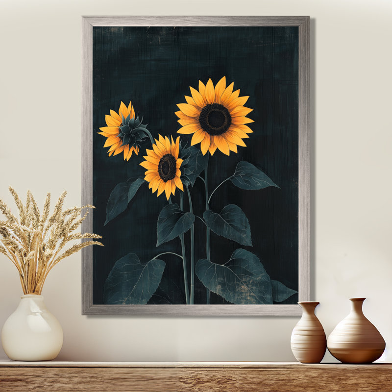 Impression sur toile florale, "D craint", Argent argent, H 20 po x l 12 po, Reproduction encadrée d'une seule photo