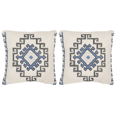 Embroidered Feather Throw Pillow