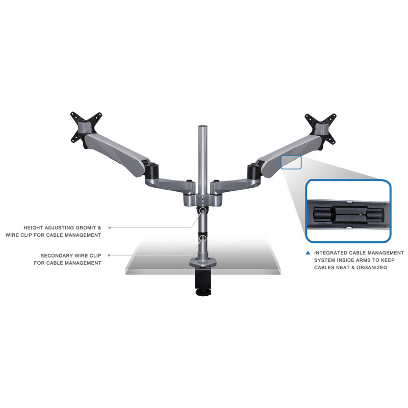 Mount-It Expandable 2 Monitor Computer Desk Mount Spring Arm Quick Release Fits 13" to 27" Screens