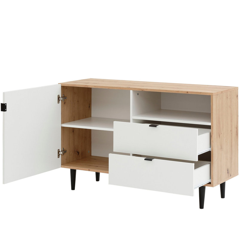Eriby 140 Cm Wide 2 Drawer Sideboard, Artisan Oak/White