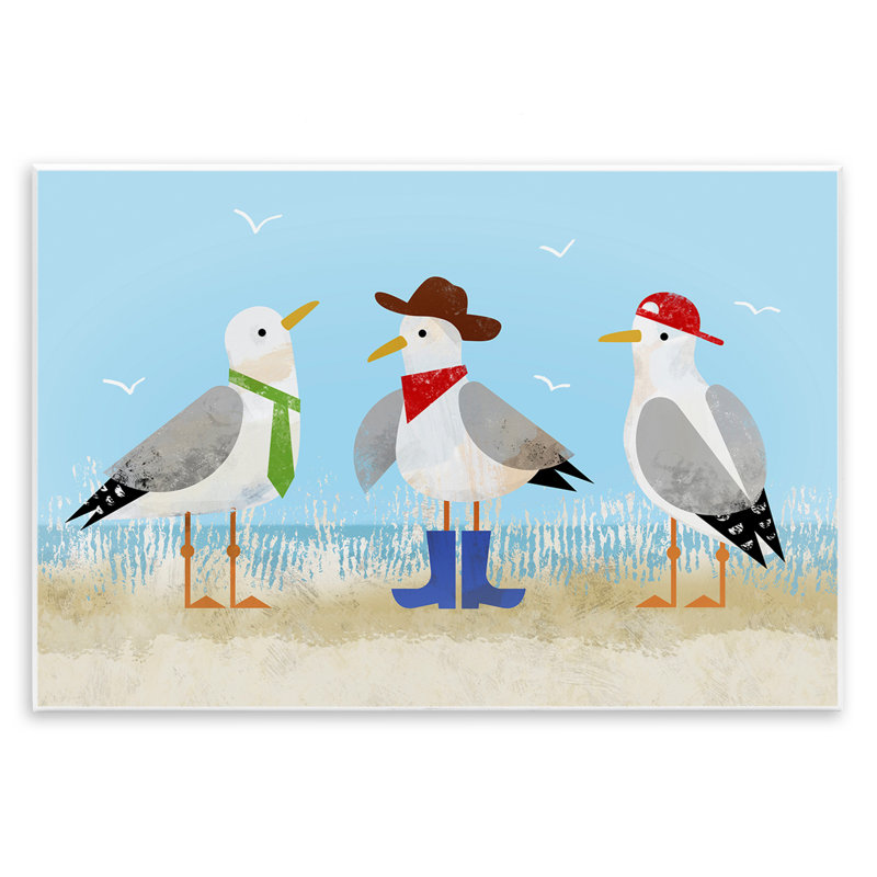 Art mural, habillé de mouettes sur la plage, par Victoria Barnes, H 13 po x l 19 po