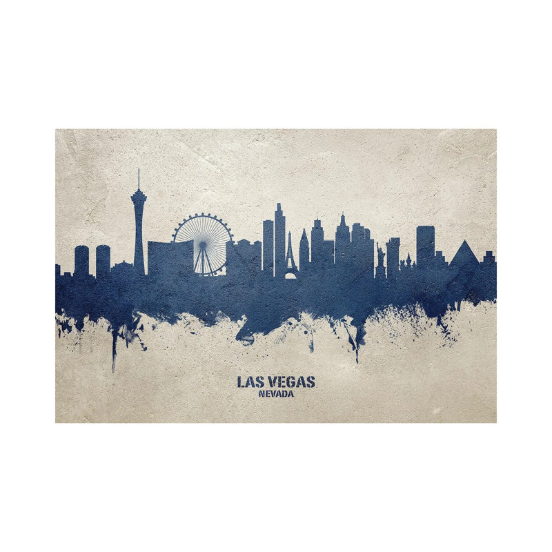 Las Vegas Nevada Skyline Concrete by Michael Tompsett - 1 Piece Wrapped Canvas Painting, 30.48 cm H x 45.72 cm W