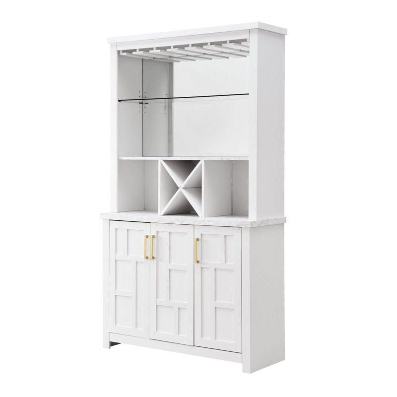 Armoire de bar 41,7 po Bardha, Blanc / or