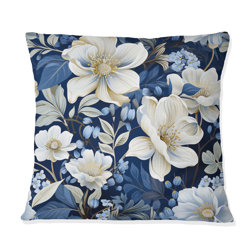 Coussin Icy Blue Snowy, H 16 po x l 16 po