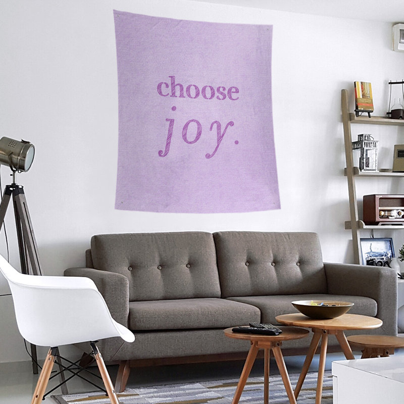 Tapisserie de polyester, choisir la joie citation, H 104 po x l 88 po, Violet
