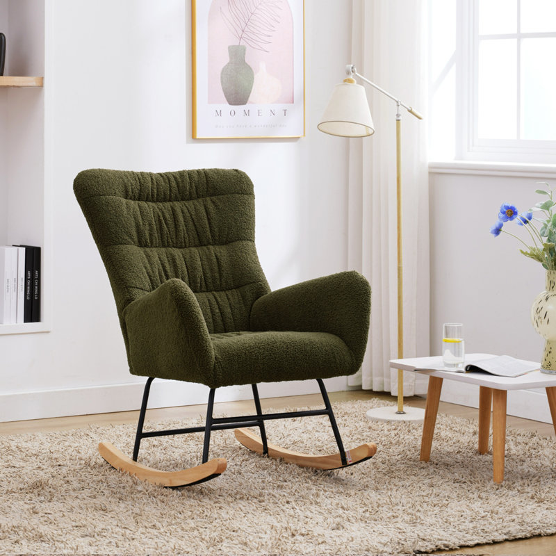 Chaise berçante Lezah Teddy, Vert foncé