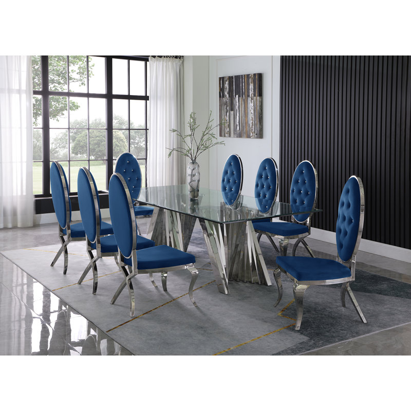 Ensemble repas 9 pièces 9 pièces, Argent, Bleu marine