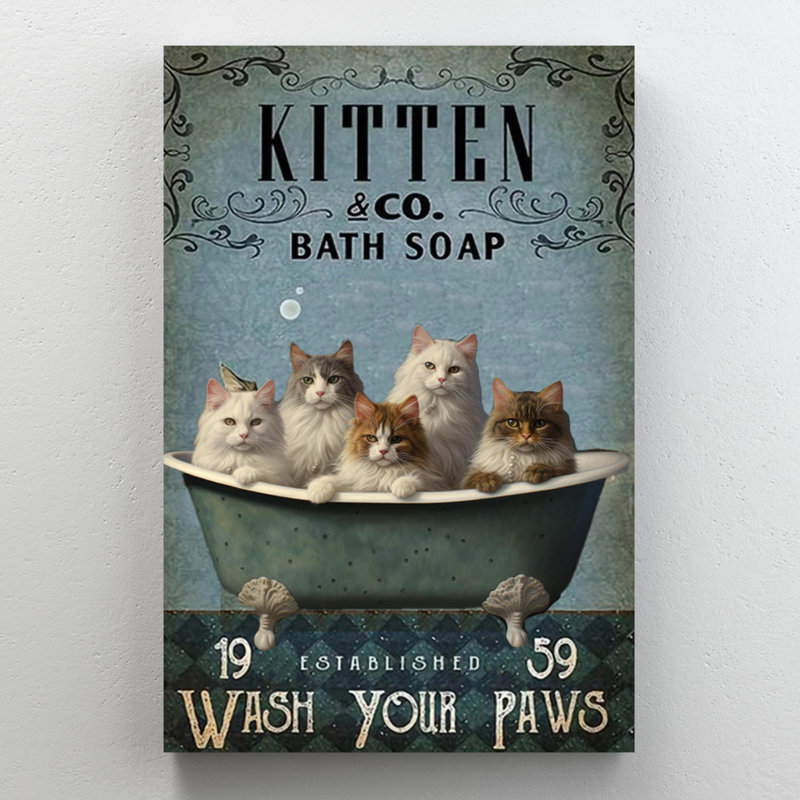 Korneliya " Kitten Bath Soap ", 36" H x 24" W x 1.25" D