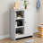 Freestanding Bathroom Storage Rack 23.4" X 11.49" 31.5" White With Open And Closed Adjustable Shelves Silver Smooth Finish Stable Design Artsy Appearance Cabinet For Kitchen Office Hidden Shelving