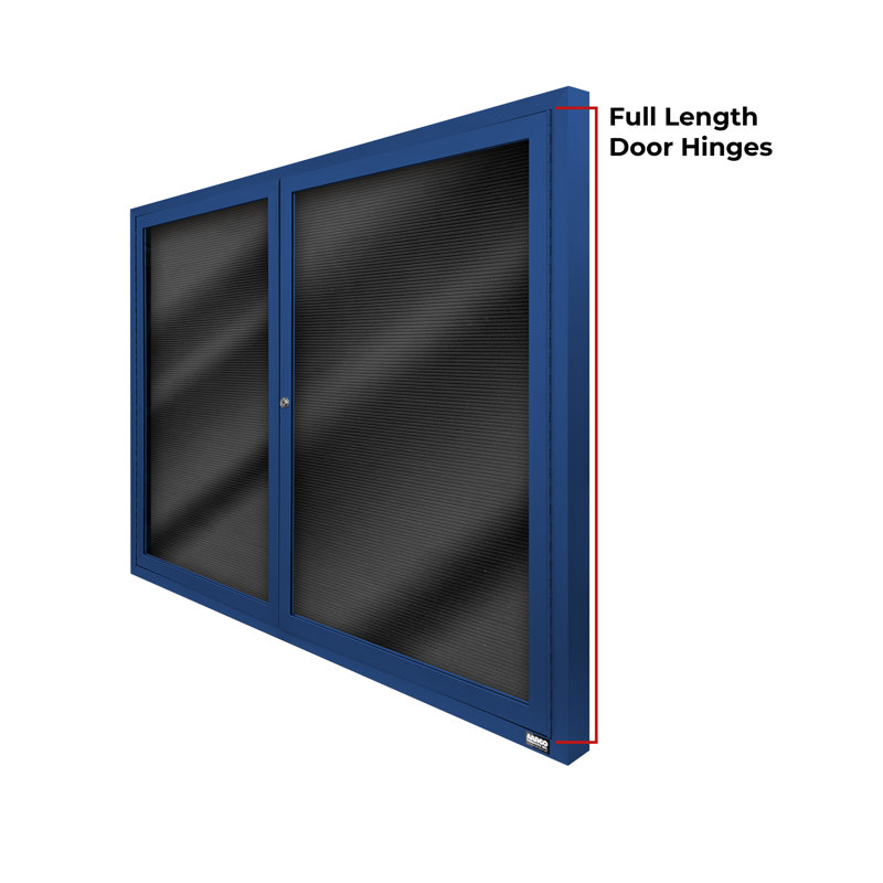Tableau d'affichage mural fermé pour armoire d'annuaire, Bleu thermolaqué, Deux, H 36 po x l 72 po