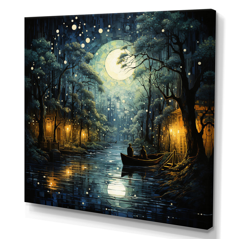Canaux dramatiques bleu sarcelle haut, Toile tendue, H 30 po x l 30 po x P 1 po