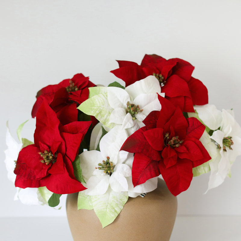 Poinsettia Faux Floral, Red