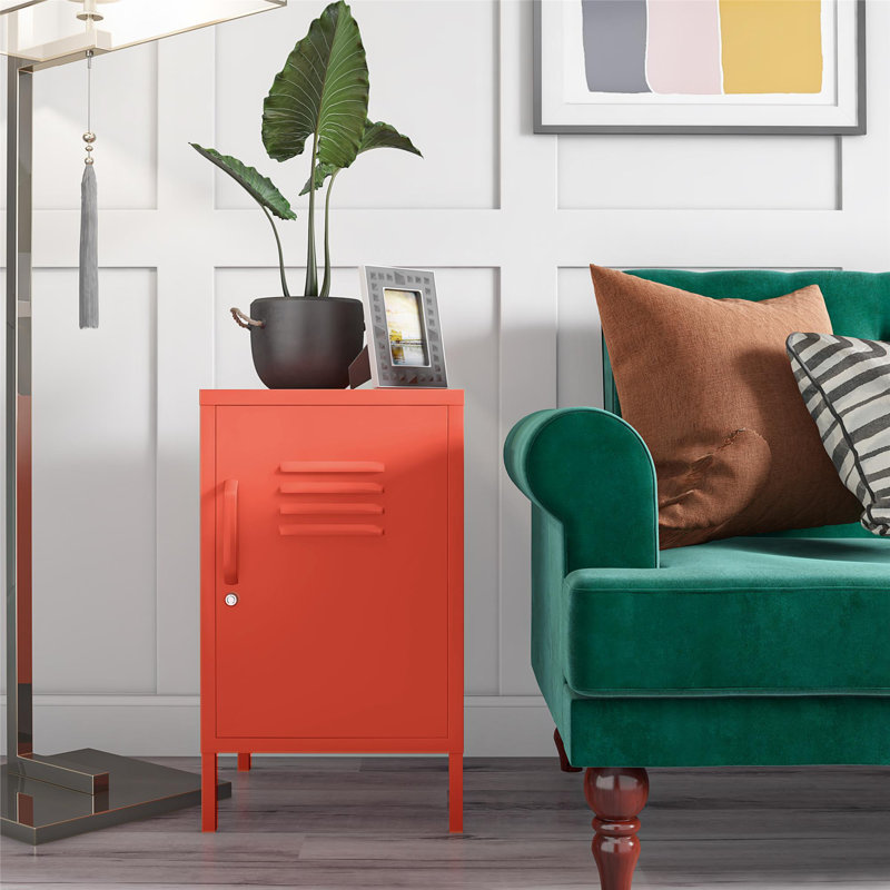 Melonye 37.8cm W Metal Bedside Table, Orange