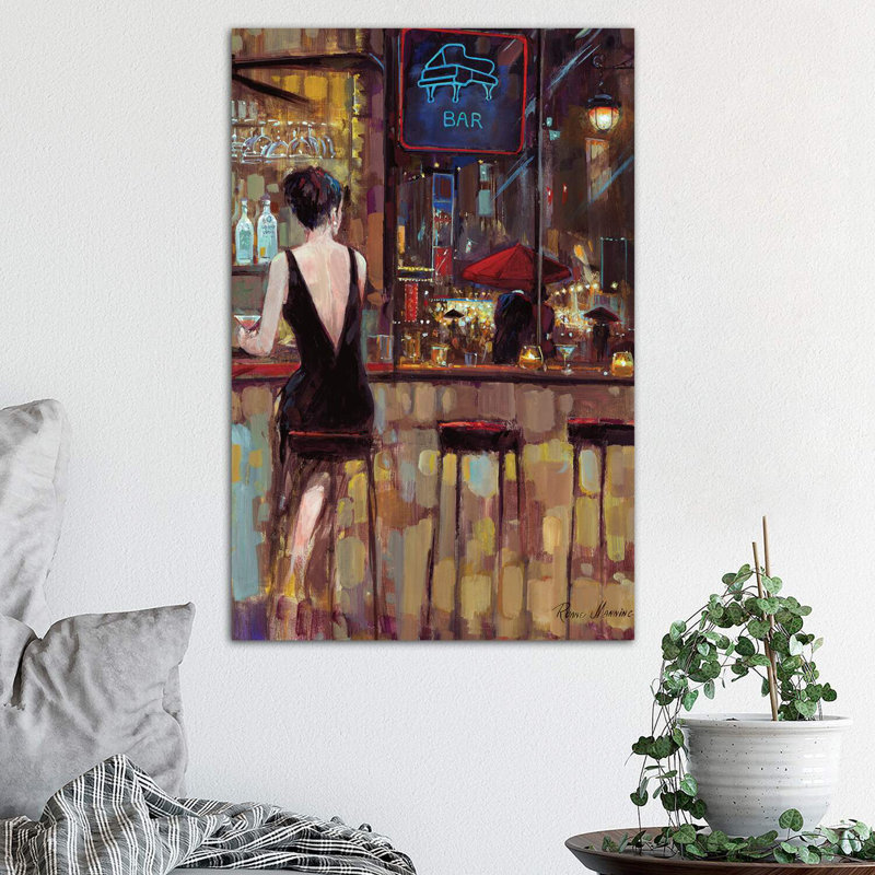 Piano Bar par Ruane Manning - reproduction d'art, H 26 po x l 18 po, Toile tendue, Sans cadre