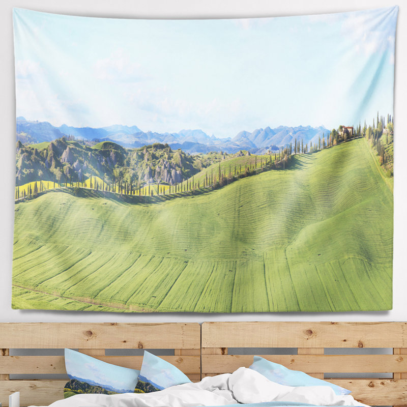 Tapisserie panorama en polyester avec cypress trees avec accessoires suspendus inclus Landscape, 32" H x 39" W
