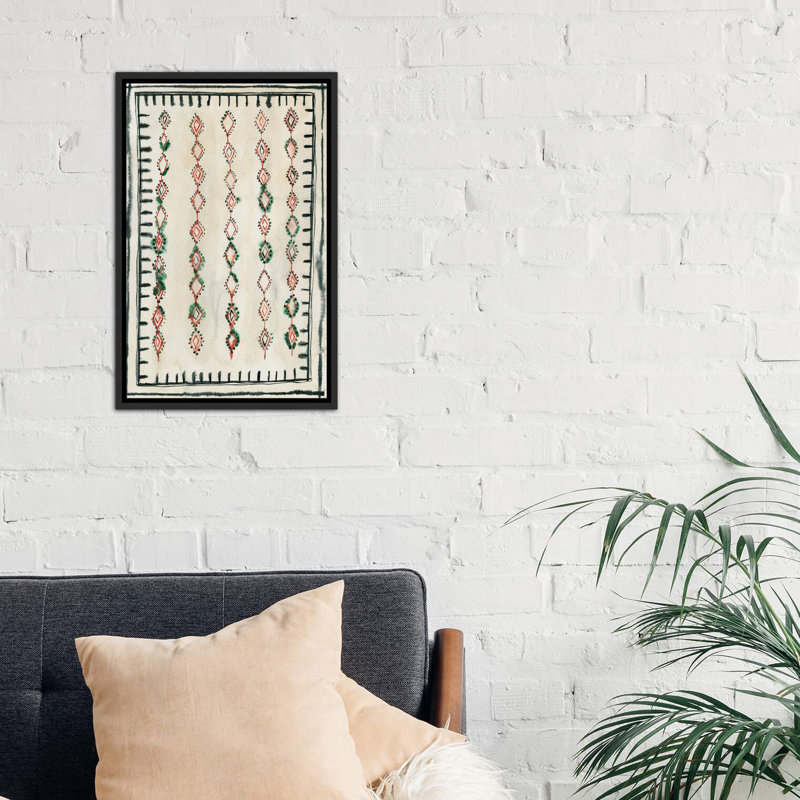 "Tapis marocain II" par Albina Bratcheva-impression d’art graphique, H 26 po x l 18 po x 1,5 po, Toile avec cadre noir