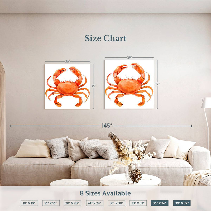 Brampt Pretty Red Crab, 36" H x 36" W