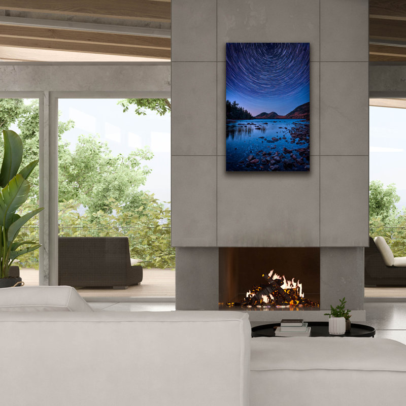 «Starry Night At Jordan Pond» par Rick Berk, art mural sur toile, H 40 po x l 26 po x P 1,5 po