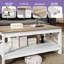 39.3"W Rectangle Simple Coffee Table with Bottom Shelf, X-Framed Support-374114169-374114164