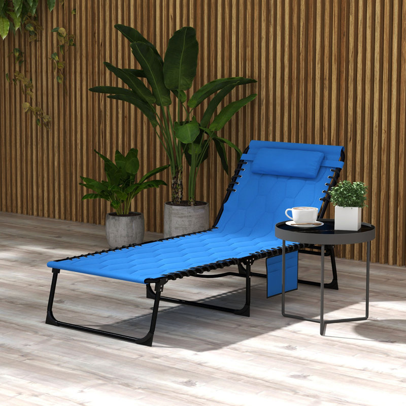 Vincenza Outdoor Metal Chaise Lounge, Sky Blue, 2