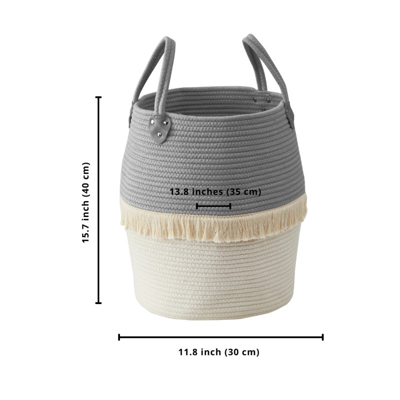 Panier en tissu, Gris / ivoire
