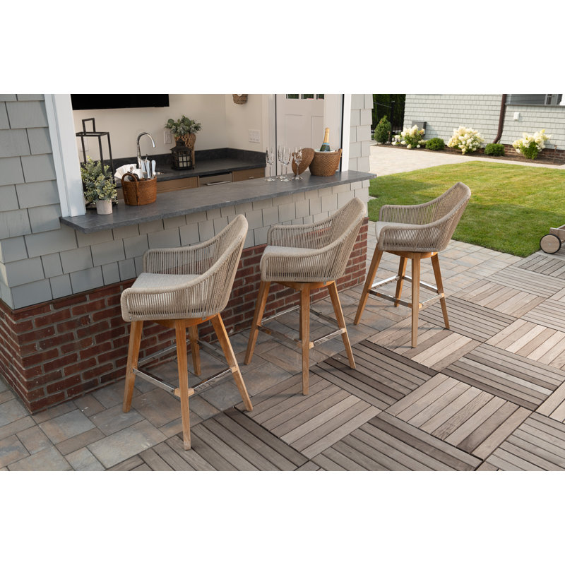 Dalton Outdoor Teak Swivel Bar Stool, Counter Stool (24” Seat Height)