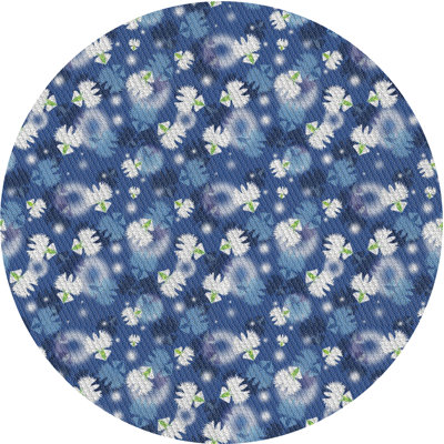 Tapis bleu/blanc tissé à la machine