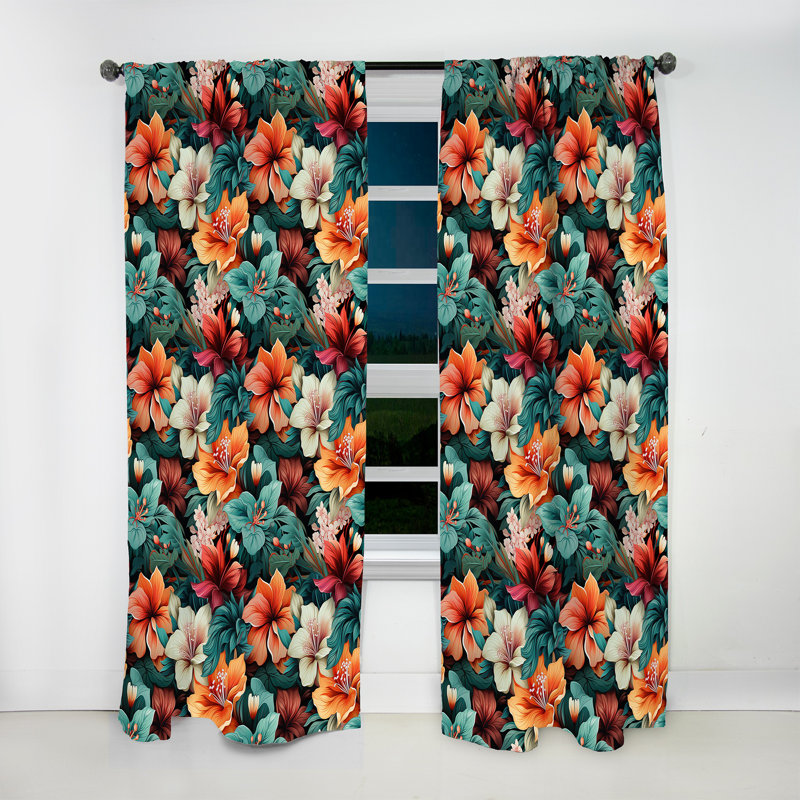 Tropical Essence - motif tropical I - rideau en velours tropical - obscurcissant - 1 panneau, L 52 po x L 108 po