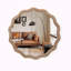 Miroir mural rond en bois