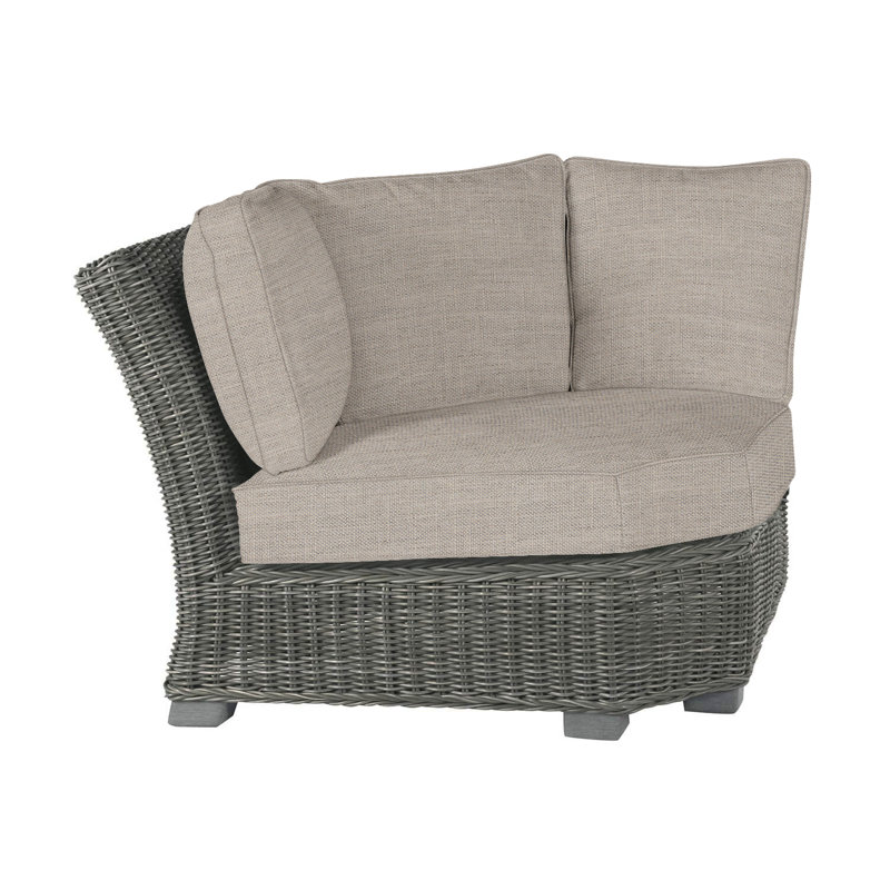 Canapé d'angle modulaire rustique tissé gris ardoise, Gris ardoise, Lin Dove Sunbrella®, Welt