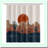 Mid Century Boho Desert Cactus Shower Curtain - Red Sun, Waterproof Polyester