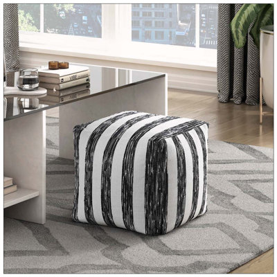 Pouf carré en jacquard avec fond antidérapant