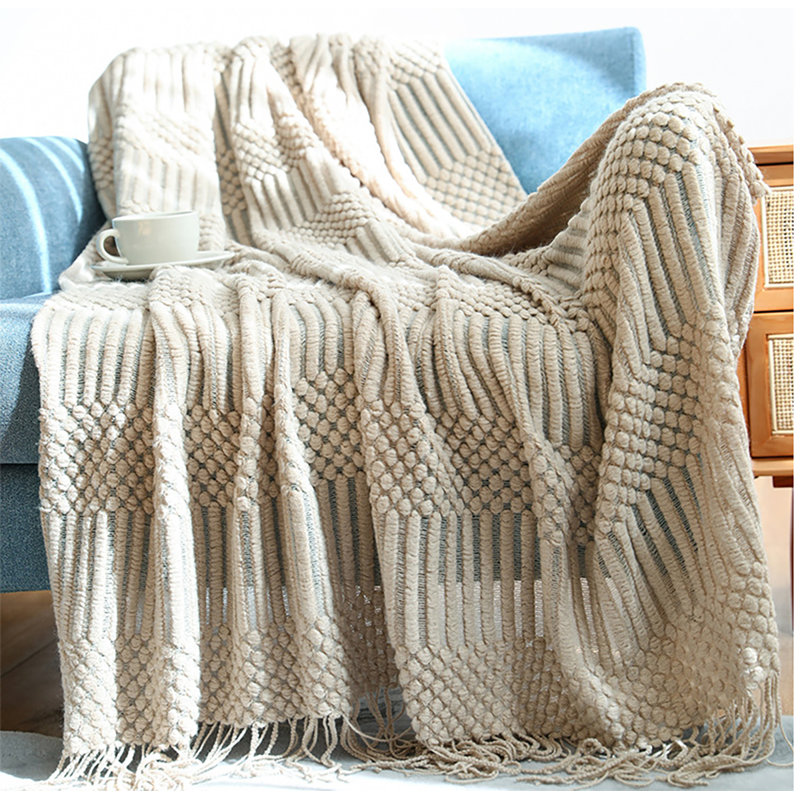 INS Style Throw Blanket, Beige