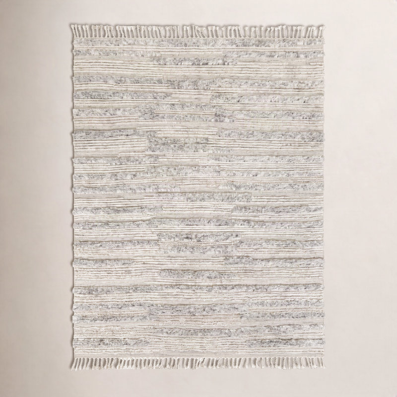 Timi Wool Area Rug in Beige, Rectangle 2' x 3'