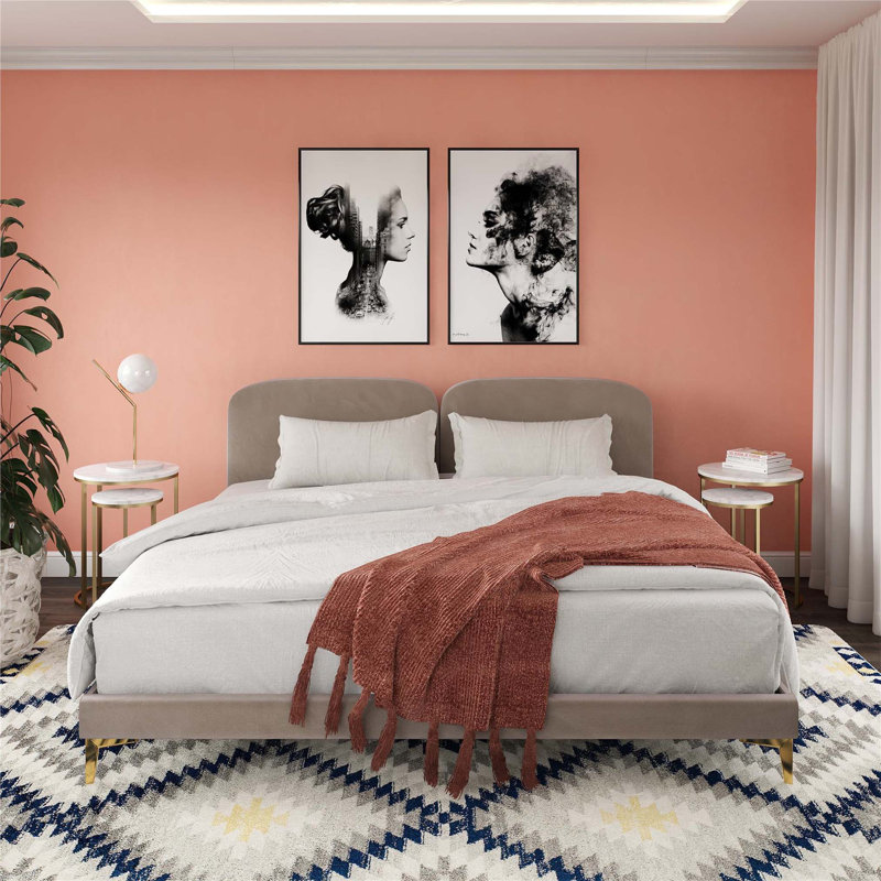 Lit plateforme tapissier Coco, Taupe