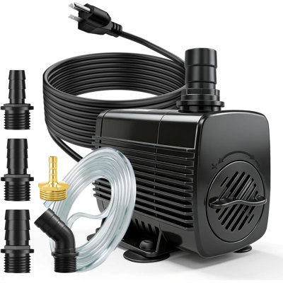 25W 400GPH Submersible Fountain Pump with 10ft Cord & Tubing, Overheat Protection for Pond Garden Hydroponics