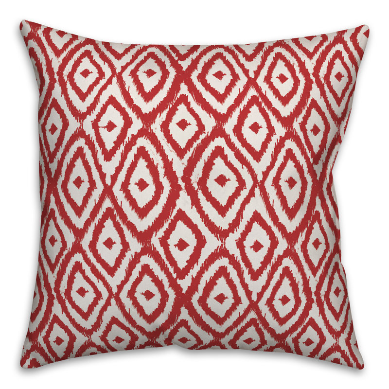 Geometric Throw Pillow, 16" x 16", White/Red