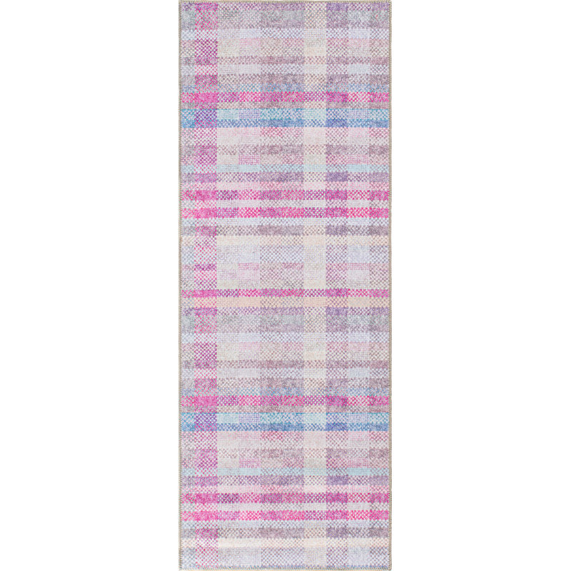 Tapis multicolore Plaid Flatweave Performance, Tapis de couloir 2 pi 6 po x 10 pi