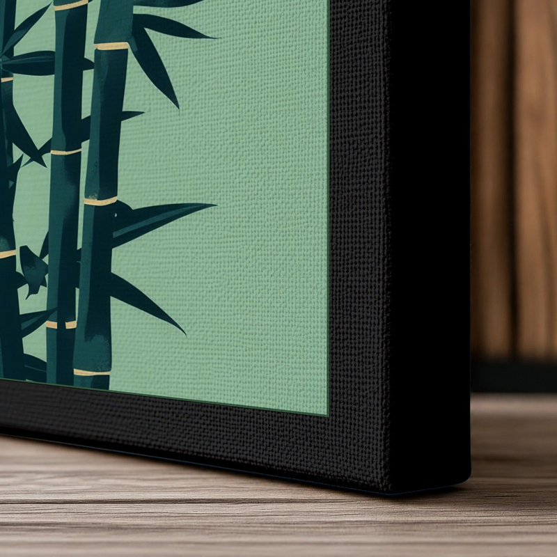 Bamboo in Two Tones Japandi - Wrapped Canvas, 24x16 - 61.0 x 40.6 cm, Black Border