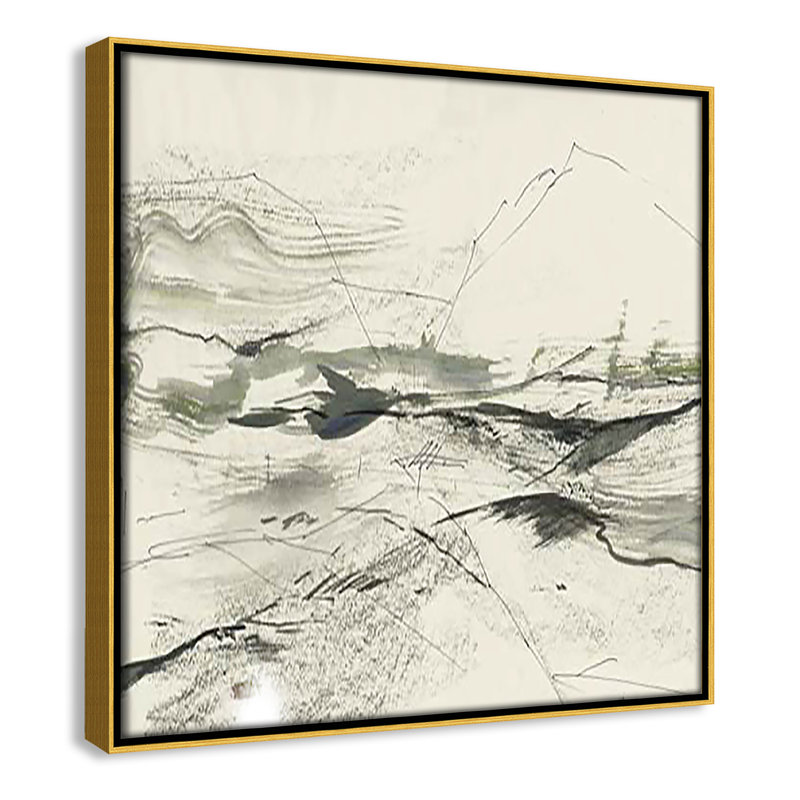 " Green Sketches " by PI Studio, H 13,5 po x l 13,5 po x P 2 po, Cadre flottant doré