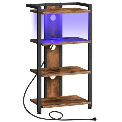 Console audiovisuelle à 4 niveaux avec station de charge et lumière DEL