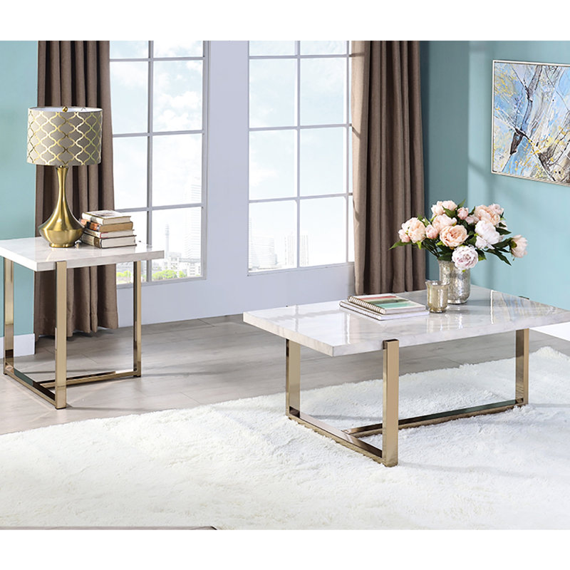 Table d'appoint contemporaine blanche et champagne à usage professionnel