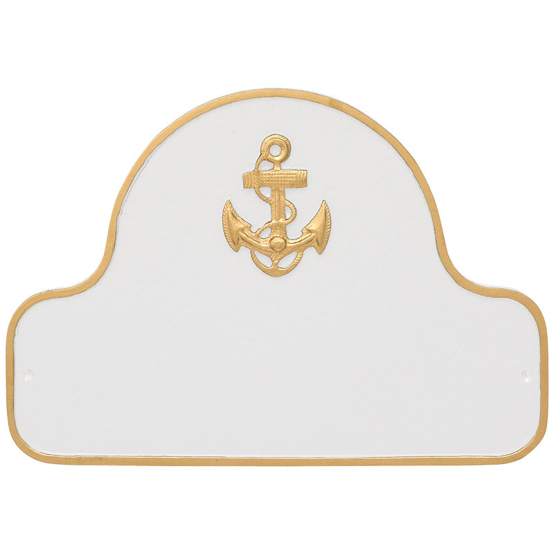 Anchor Arch Address Sign Plaque, White / Gold