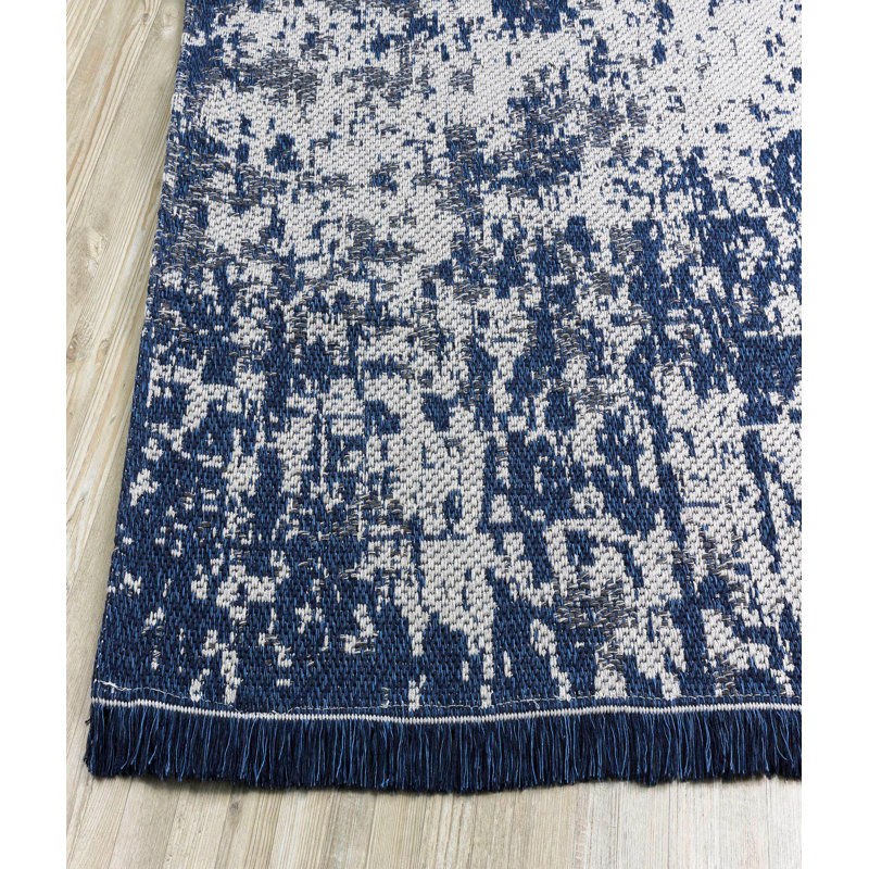 Tapis abstrait en coton tissé à la machine Futral, Rectangle 4 pi 11 po x 7 pi 3 po
