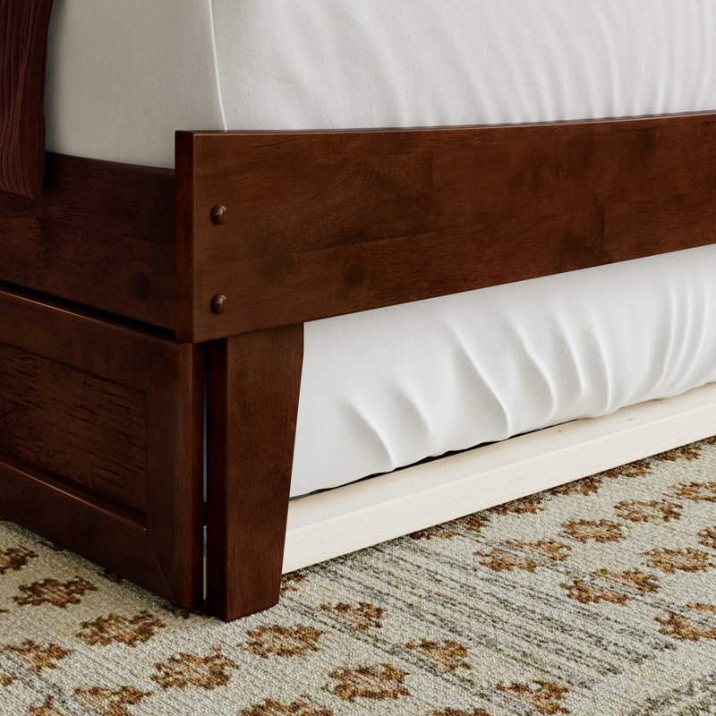 Phoenix Wood Platform Bed with Trundle, Twin XL, Noyer