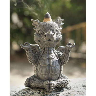 Trinx Zen Inner Peace Whimsical Garden Dragon In Yoga Meditation Sitting Asana Backflow Incense Cone Burner Figurine In Faux Stone Resin Finish Home D -  4DB07B59F3F443EABE76165BB4112A51